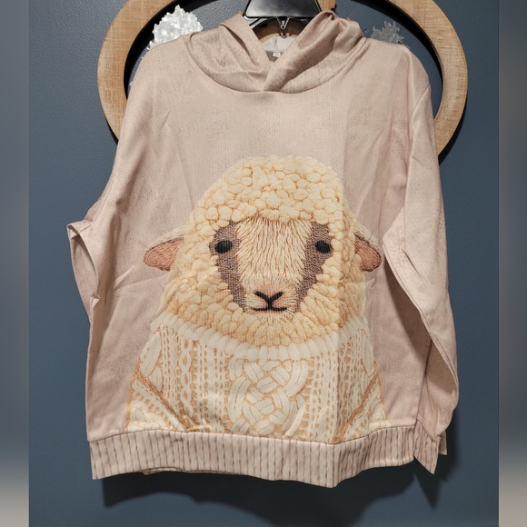 Cute Sheep Hoodie in Beige and Cream. New. Lightweight Thin Polyester. - Picture 2 of 4